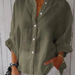 Women's  Cotton & Linen  Casual Tie-back  Shirt