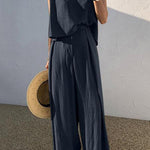 Women's Tank Vest Outfits Wide Leg Trousers Set