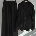 Women's Solid Color Loose Elegant High Waist Casual Cotton And Linen Suit