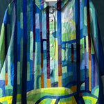 Abstract Summer Woodland Painting Printed Women's Casual Cotton And Linen Shirt