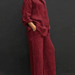 Women's Solid Color Loose Elegant Casual Shirt Suit