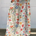 Women's  Pastoral Floral Art Print Casual Cotton And Linen Shirt