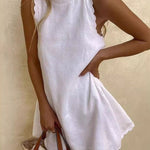 Women's Solid Color Loose Elegant Casual Cotton And Linen Vest Dress