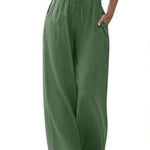 Women's Solid Color Loose Elegant Casual Simple Cotton And Linen Pants