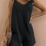 Women's Cotton Overalls Casual Sleeveless Shorts Romper Jumpsuit