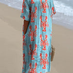 Lobster Repeat Pattern Printed Women's Flowy Dress