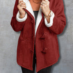 Long Sleeve Horn Button Women's Fleece Warm Jacket