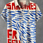Vintage Fish Sardines Art Print Casual 100% Cotton Shirt