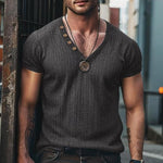 Men's Casual Solid Color Pit Article Fabrics V-Neck Short Sleeve T-Shirt