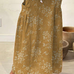 Women's Vintage Floral Linen Elastic waistband Pocket Skirt