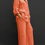 Women's Solid Color Loose Elegant Casual Shirt Suit