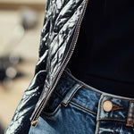 Women's Retro Contrasting Colors Quilted Leather Jacket