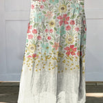 Women's Flowers Gradient Background Casual Print Linen Elastic waistband Pocket Skirt