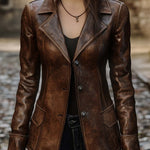 Women's Vintage Pocket Faux Leather Jacket