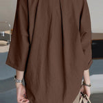 Women's Solid Color Loose Elegant Casual Cotton And Linen T-Shirt