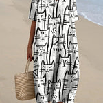 Women's  Cat  Art Print  Casual Dress
