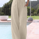 Women's Solid Color Loose Elegant Casual Simple Cotton And Linen Pants