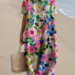 Colorful Spring Floral Garden Printed Women's Flowy Dress