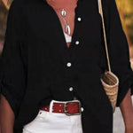 Women's Solid Color Cotton And Linen Loose Fit Shirt