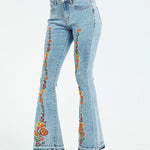 Stylish Exquisite Embroidered Slim-fit Flared Jeans