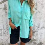 Cotton and Linen Lapel Shirt