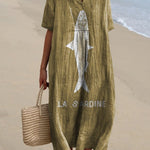 Sardine Fish Graphic Printed Women's Flowy Dress