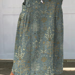 Woodland Vegetation Pattern Printed Women's Linen Elastic waistband Pocket Skirt