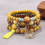 Boho Multi-layered Wooden Beaded Bracelet