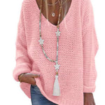 Sweater V-neck Long Sleeve Knitted Top