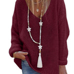 Sweater V-neck Long Sleeve Knitted Top