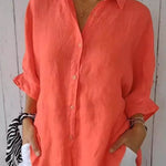 Women's  Cotton & Linen  Casual Tie-back  Shirt