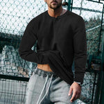 Men's Vintage Solid Henley Collar Long Sleeve T-Shirt
