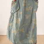 Women's Vintage Floral Art Print Casual Linen Pocket Skirt
