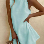 Women's Solid Color Loose Elegant Casual Cotton And Linen Vest Dress