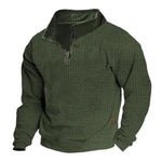 Men's Outdoor Cotton Blend Waffle Stand Collar Zipper Long Sleeve Sweatshirt