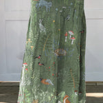 Woodland And Animals Pattern Printed Women's Linen Pocket Skirt