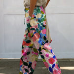 Colorful Spring Floral Garden Printed Women's 100% Cotton Casual Pants
