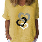 Women's Love  Art Print Cotton & Linen  Casual Top