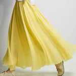 Women's Cotton Linen Skirt Casual Elastic High Waist Pleated A-Line Beach Skirts