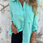 Cotton and Linen Lapel Shirt