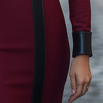 Womens Vintage Leather Stripe Bodycon Dress