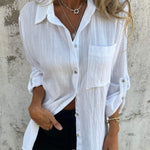 Cotton and Linen Lapel Shirt
