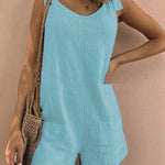 Women's Cotton Overalls Casual Sleeveless Shorts Romper Jumpsuit
