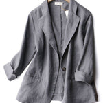 Women's 3/4 Sleeves Linen And Cotton Jacket