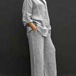 Women's Solid Color Loose Elegant Casual Shirt Suit