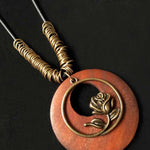 Women's Ethnic Style Wood And Alloy Long Chain Necklace