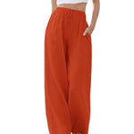 Women's Solid Color Loose Elegant Casual Simple Cotton And Linen Pants