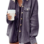Women's Fall Casual Lapel Neck Patchwork Irregular Shirt Jacket