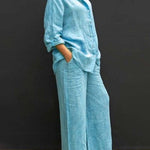 Women's Solid Color Loose Elegant Casual Shirt Suit