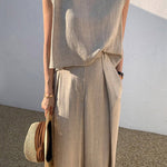 Women's Tank Vest Outfits Wide Leg Trousers Set